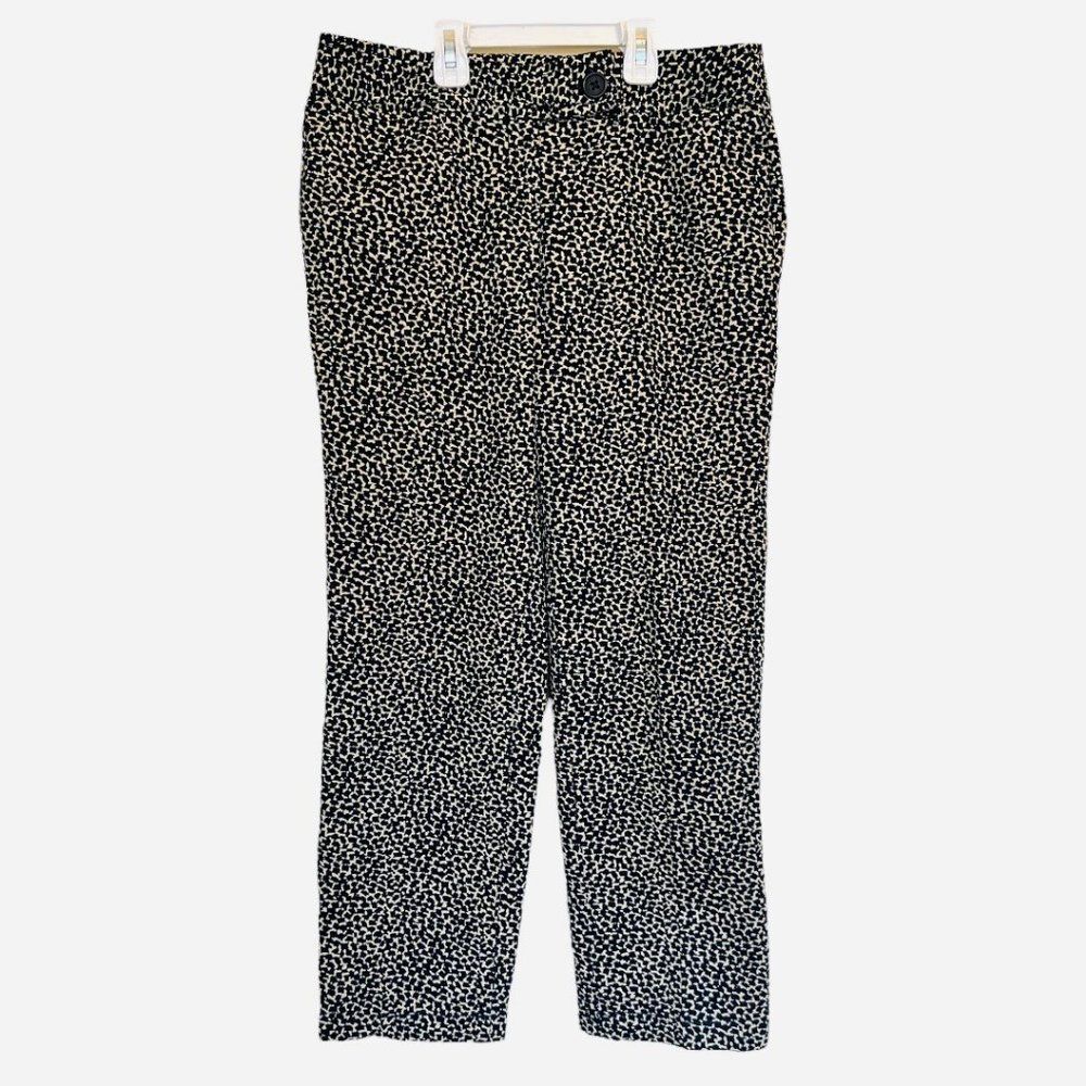 Liz Claiborne Audra Pants 100% Cotton Navy/Cream Print Crop Pants Sz 6